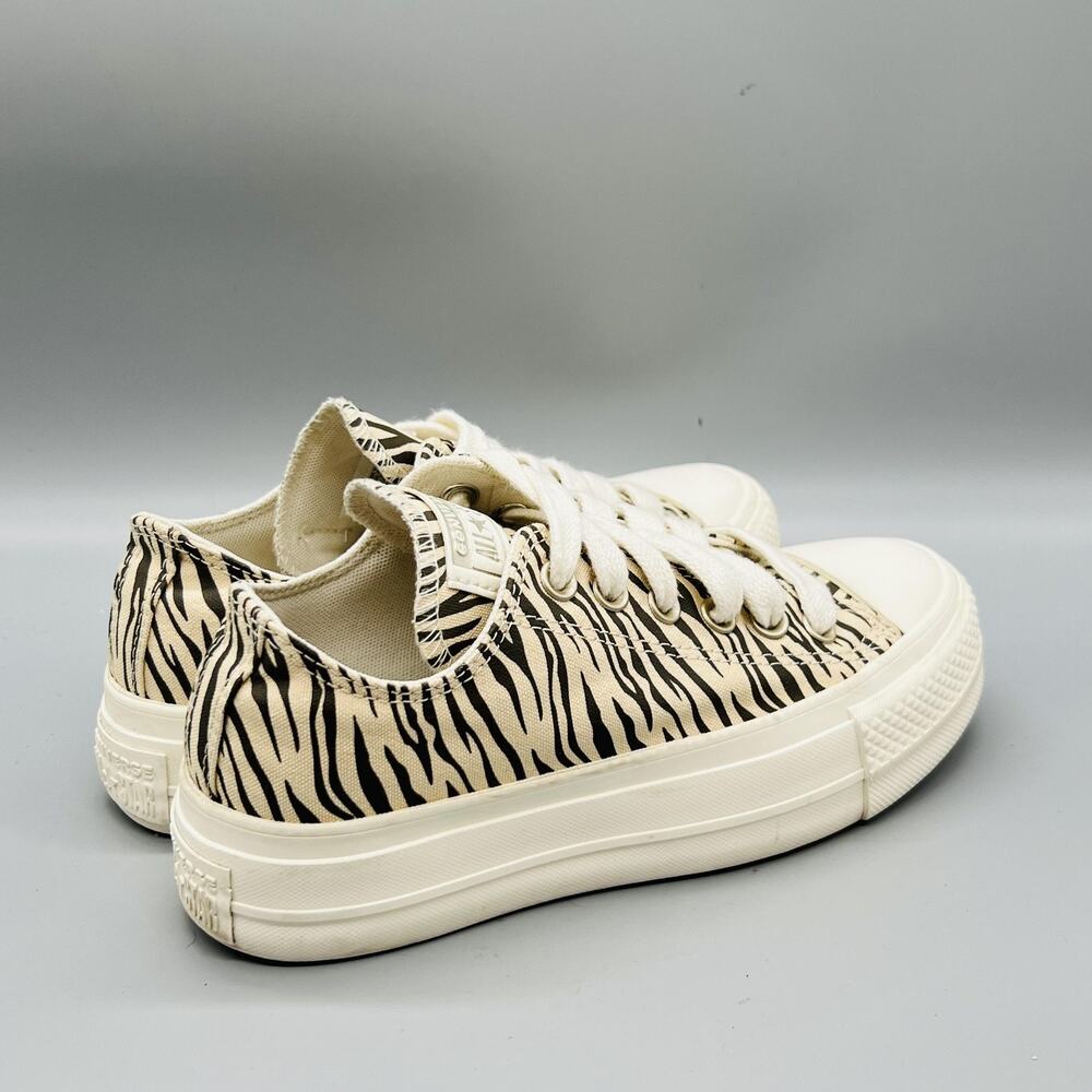 Converse Shoes Womens 6 Beige Chuck Taylor All Star 2 Platform Zebra Sneakers - Picture 7 of 11